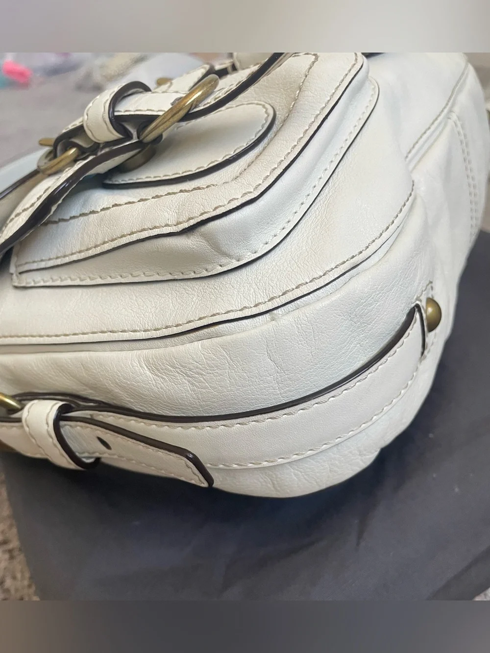 Coach Legacy Garcia Buckle Ivory leather Shoulder Bag (Preowned)